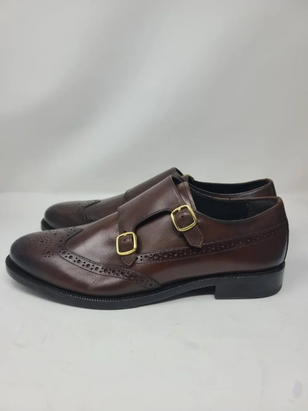 Zara Leather Double Monk Strap Shoes Size 8 2408/920